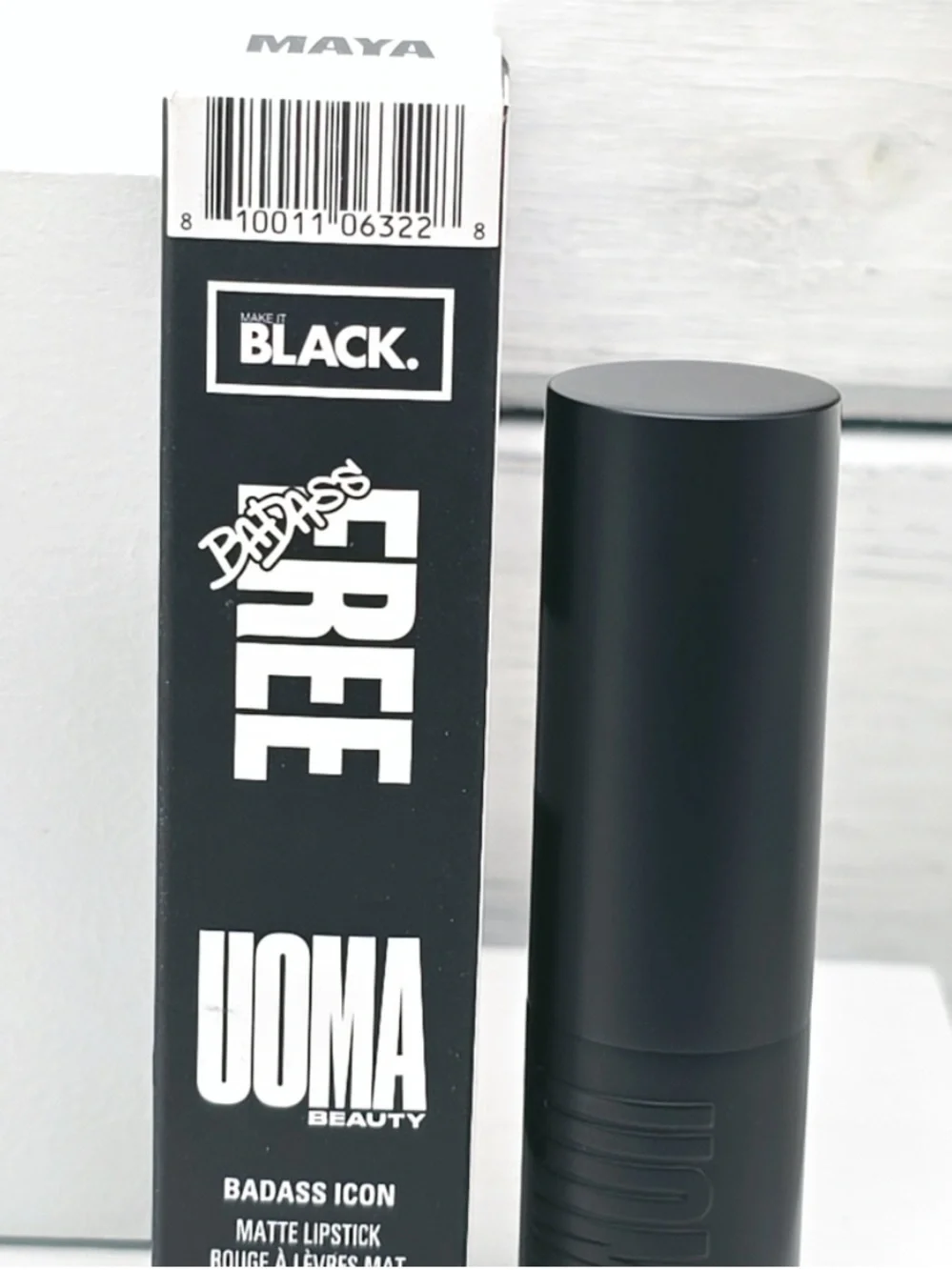 Uoma Beauty Badass Icon Matte Lipstick in Maya NIB Rosy Brown Shade